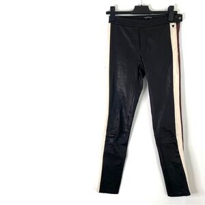 Scotch & Soda 100% Sheep Leather Skinny Pants Black Desert Race Striped Side Zip